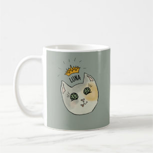 Taza De Café Arte de nombre de gato personalizado - Gato blanco