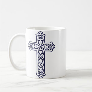 Taza De Café Arte de Nudillo Gráfico de Cruz Celta