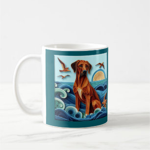 Taza De Café Arte de olas oceánicas al estilo Quilling del Rhod