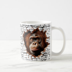 Taza De Café Arte de orangután 3D que rompe la pared - Safari r