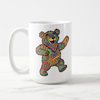 Taza De Café Arte de osito de peluche psicodélico colorido