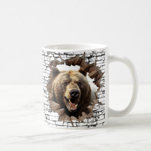 Taza De Café Arte de Oso 3D Rompiendo la Pared – Safari Realist