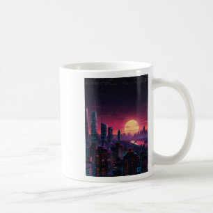 Taza De Café Arte de paisaje urbano ciberpunk Vaporwave – cielo