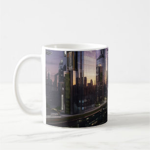 Taza De Café Arte de paisajes urbanos futuristas