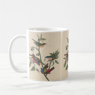 Taza De Café Arte de pájaro colorido de colorín pintado vintage