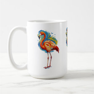 Taza De Café Arte de pájaro con pincelada abstracta de flamenco