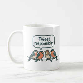 Taza De Café Arte de pájaro divertido que tuitea responsablemen