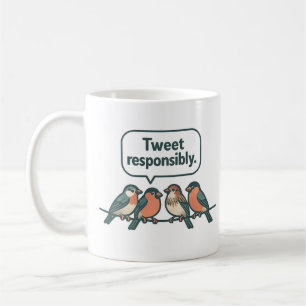Taza De Café Arte de pájaro divertido que tuitea responsablemen