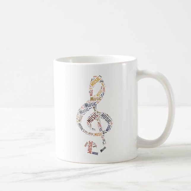 Taza De Café Arte de palabras con clave de sol (Derecha)