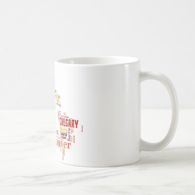 Taza De Café Arte de palabras de ciudades de Canadá (Derecha)