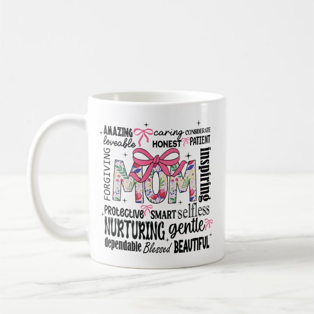 Taza De Café Arte de palabras de Día de la Madre (Izquierda)