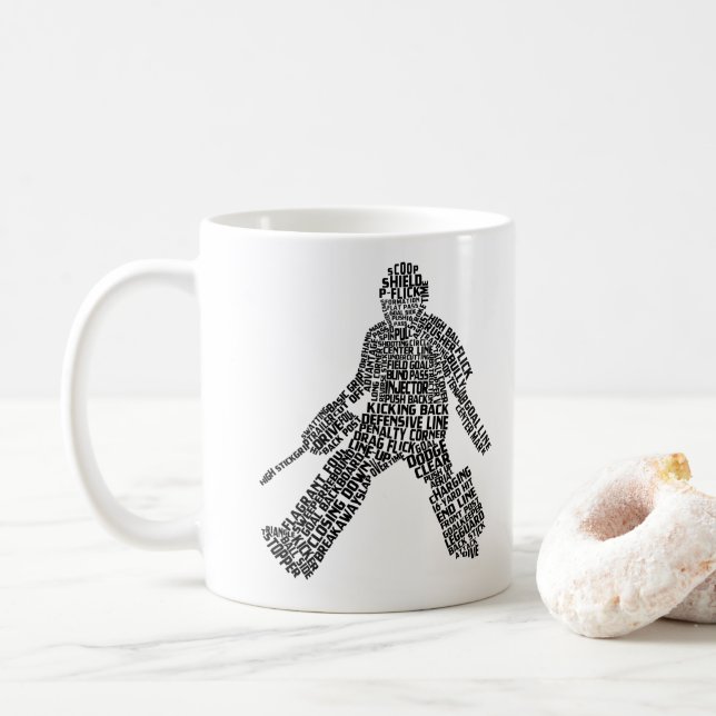 Taza De Café Arte de palabras de Goalie Hockey sobre hierba (Con donut)