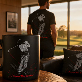 Taza De Café Arte de Palabras de Golf Ganar con Precisión en Si