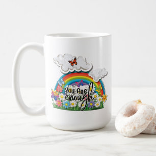 Taza De Café Arte de palabras inspiradoras lindas lo suficiente