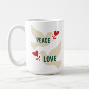 Taza De Café Arte de paloma vintage Paz y Amor con motivo de co
