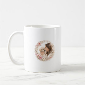 Taza De Café Arte de pared de retrato de mascota floral en acua