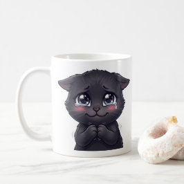 Taza De Café Arte de pared en lienzo de gato negro llorando ado