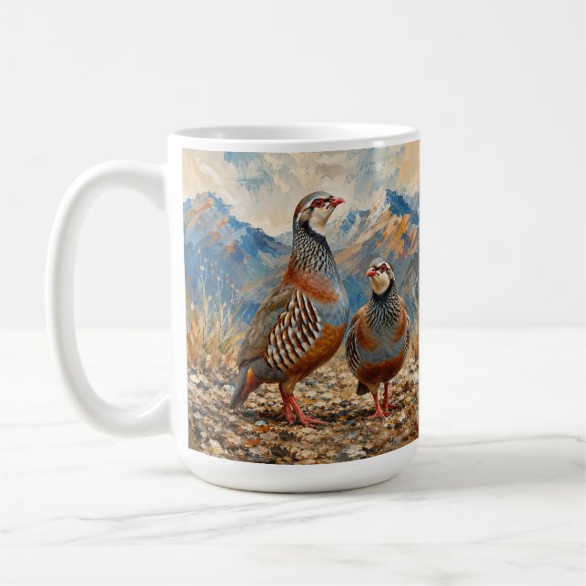 Taza De Café Arte de pareja de perdiz chucar  (Izquierda)