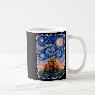 Taza De Café Arte de parodia de pareja de capibaras de la noche
