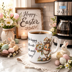 Taza De Café Arte de Pascua Eggstra Feliz con Nombre Personaliz