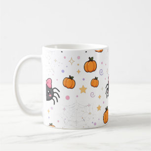 Taza De Café Arte de patrón de Halloween de telaraña kawaii