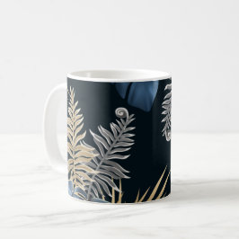 Taza De Café Arte de patrón de hojas de palma tropicales de oro