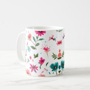 Taza De Café Arte de patrones florales vibrantes