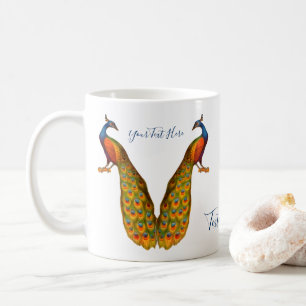 Taza De Café Arte de pavo real personalizado