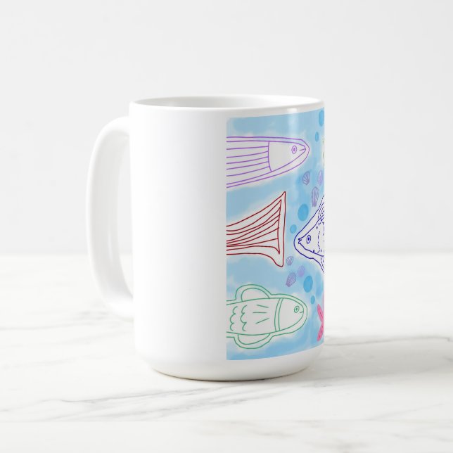 Taza De Café Arte de peces junto al mar (Anverso izquierdo)