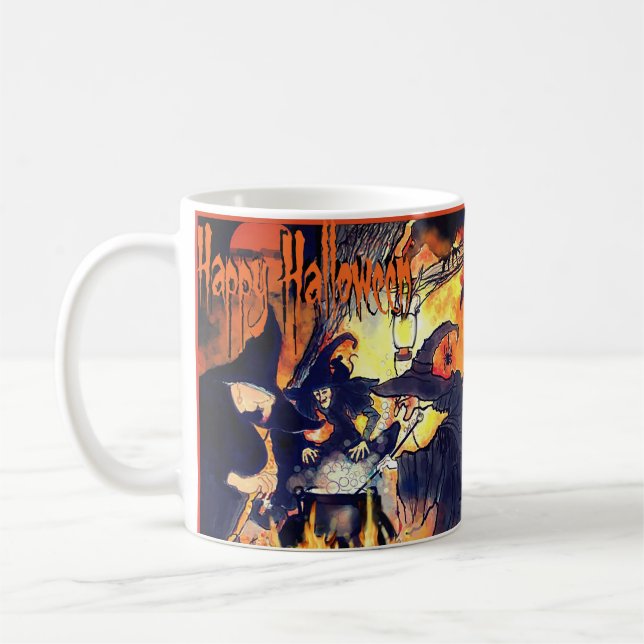 Taza De Café Arte de peluche de tres brujas para Halloween (Izquierda)