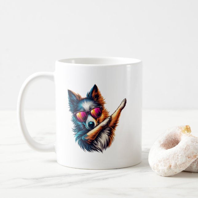 Taza De Café Arte de perro cool haciendo dabbing (Con donut)