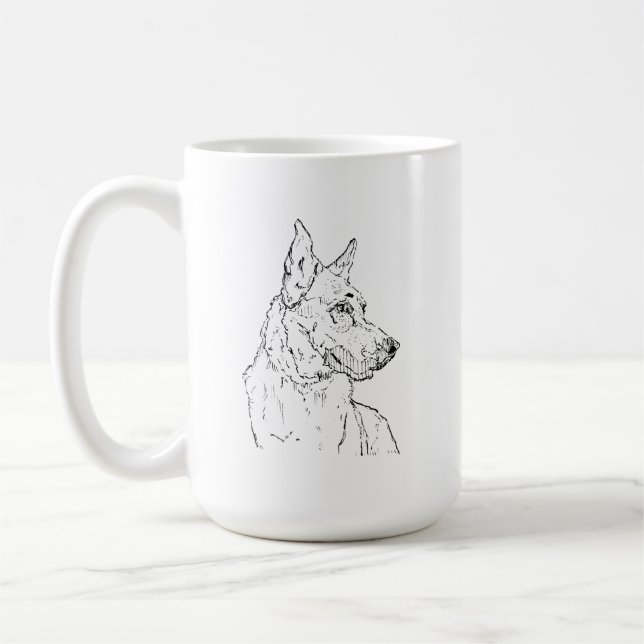 Taza De Café Arte de perro pastor alemán alsaciano (Izquierda)