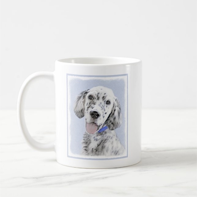 Taza De Café Arte de perro pintado azul Belton en inglés (Izquierda)
