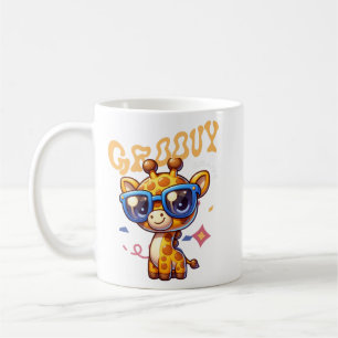 Taza De Café Arte de personaje de perro vidrioso lindo