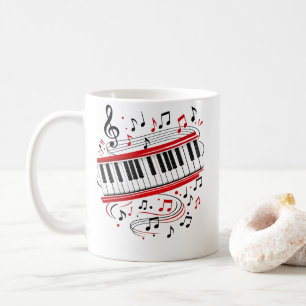 Taza De Café Arte de piano de teclado "Notas de teclado" Músico