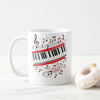 Taza De Café Arte de piano de teclado "Notas de teclado" Músico