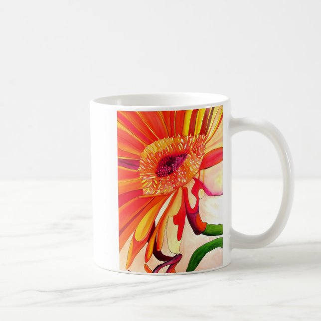 Taza De Café Arte de pintura de acuarela de flores de Gerbera r (Derecha)