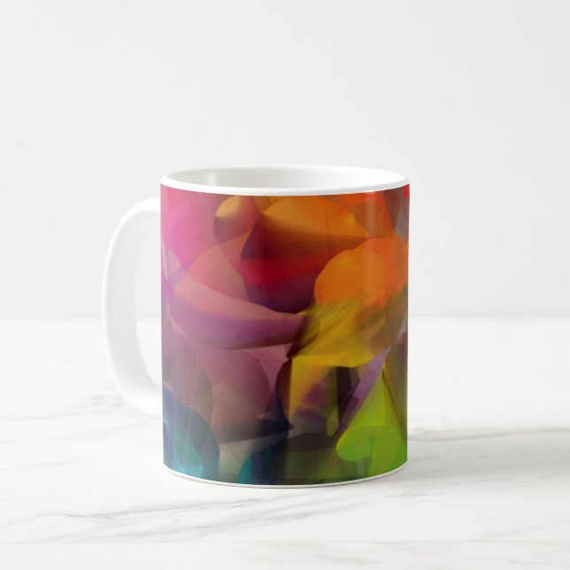 Taza De Café Arte de plumas brillantes y coloridas (Anverso izquierdo)