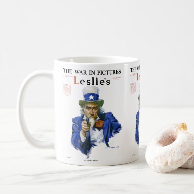 Taza De Café Arte de portada de revista vintage Uncle Sam patri (Con donut)