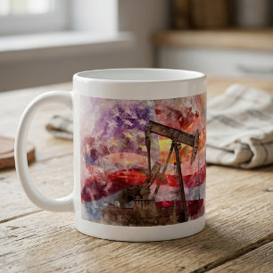 Taza De Café Arte de puesta de sol en acuarela de bomba de petr