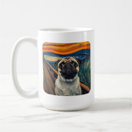 Taza De Café Arte de Pug inspirado en la pintura de Angst expre