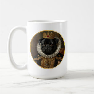 Taza De Café Arte de Pug Negro Inspirado en Retratos de Reinas 