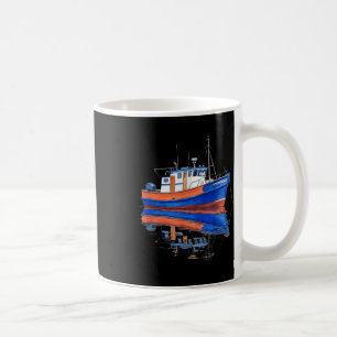 Taza De Café Arte de reflexión de agua de barco de pesca tranqu