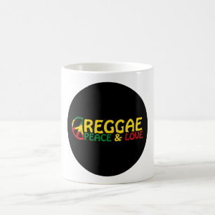 Taza De Café Arte de reggae con palabras positivas Paz y amor