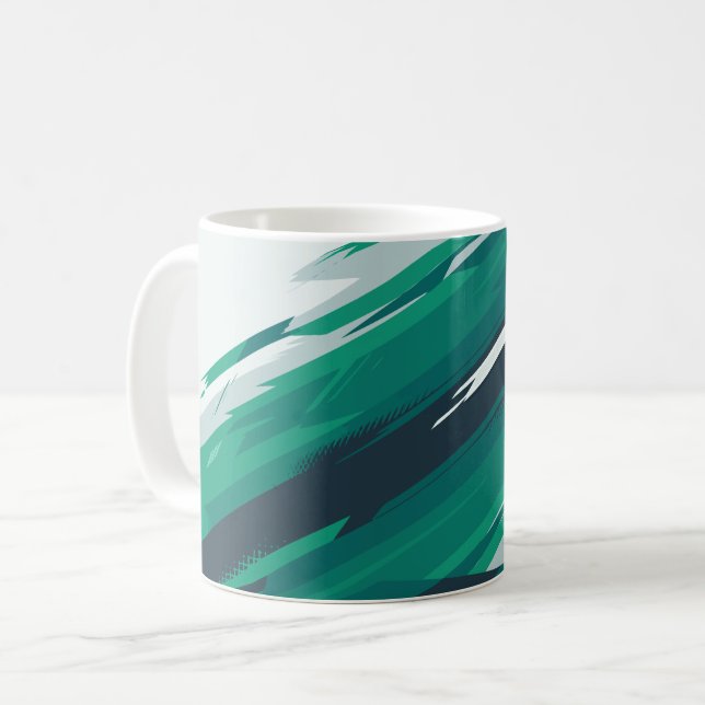 Taza De Café Arte de resumen geométrico verde dinámico (Anverso izquierdo)