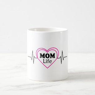Taza De Café Arte de ritmo cardíaco de vida de mamá