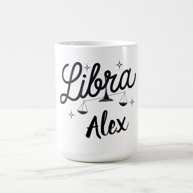 Taza De Café Arte de Rótulo Libra Zodiac personalizado (Centro)