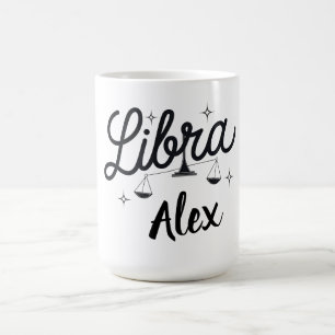 Taza De Café Arte de Rótulo Libra Zodiac personalizado