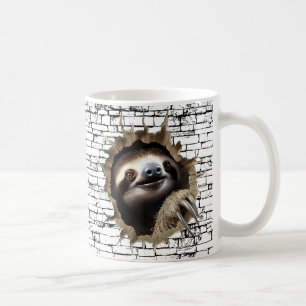 Taza De Café Arte de rotura de pared de perezoso 3D – Safari re