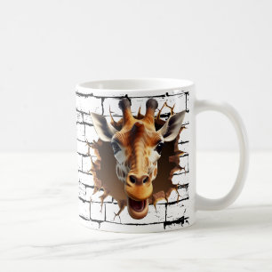 Taza De Café Arte de ruptura de muro de jirafa 3D - Safari real